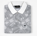 Premium Grey Geometric Printed Polo T-Shirt for Men | Cotton Blend | Stylish Casual Half Sleeve Polo
